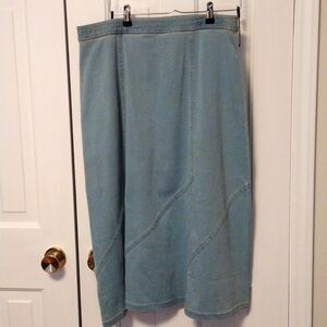 Midi Denim Skirt by Denim&Co.size 16,Light Blue